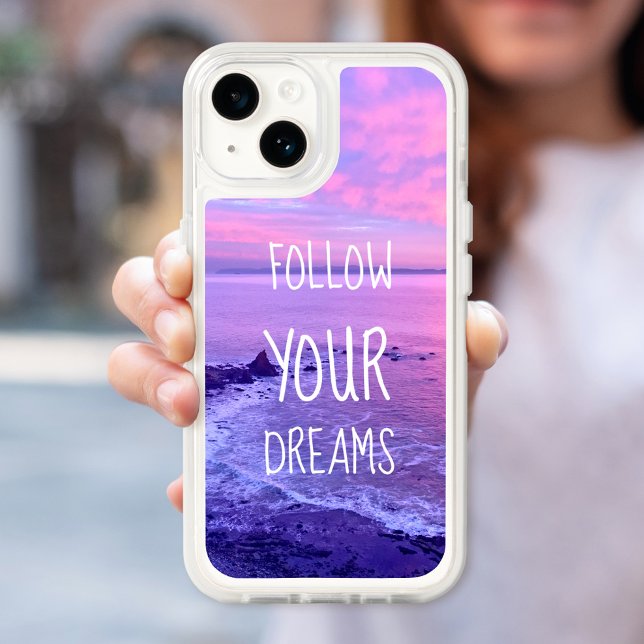 Purple Pink Sunset Beach Follow Your Dreams Otterbox iPhone Case (Creator Uploaded)