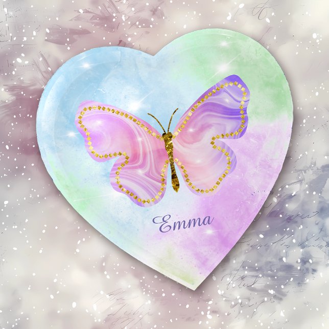 Purple Pink Swirl Gold Glitter Butterfly Paperweight (Creator Uploaded)