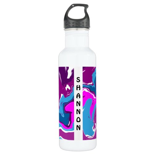 Purple Pink Swirls Fluid Art Personalized Stainless Steel Water Bottle