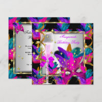 Purple Pink Teal Blue Masquerade Party Birthday