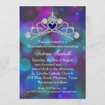 Purple Pink Teal Blue Quinceanera Invitation by Pure_Elegance at Zazzle