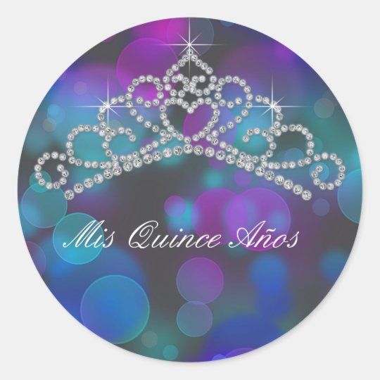 Purple Pink Teal Tiara Sweet 15 16 Quinceana Label