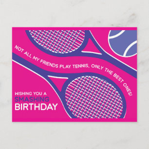 🎾💜Purple pink Tennis Birthday Card