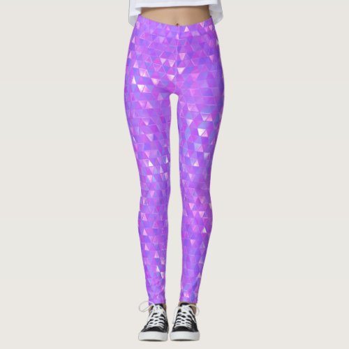 Purple Pink Trendy Triangles Geometric Party Leggings