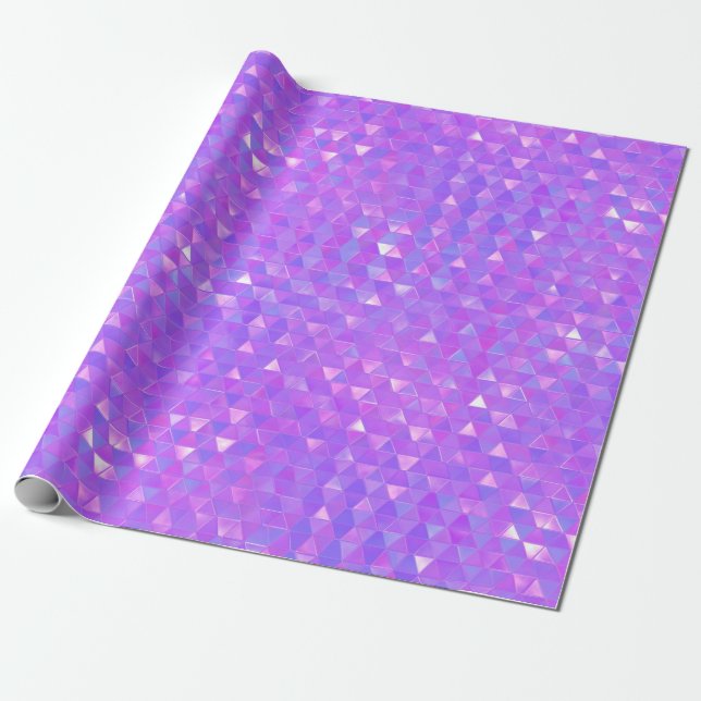 Purple Pink Trendy Triangles Geometric Party Wrapping Paper (Unrolled)