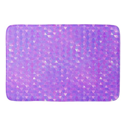 Purple Pink Trendy Triangles Geometric Pattern Bath Mat