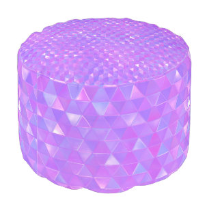 Purple Pink Trendy Triangles Geometric Pouf