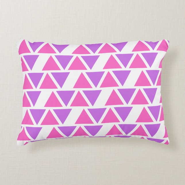 Purple Pink triangle Pattern Accent Pillow (Front)