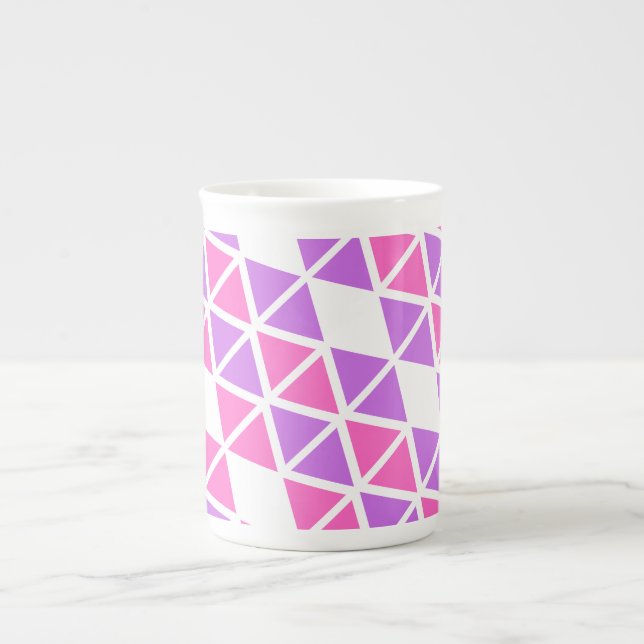 Purple Pink triangle Pattern Bone China Mug (Front)