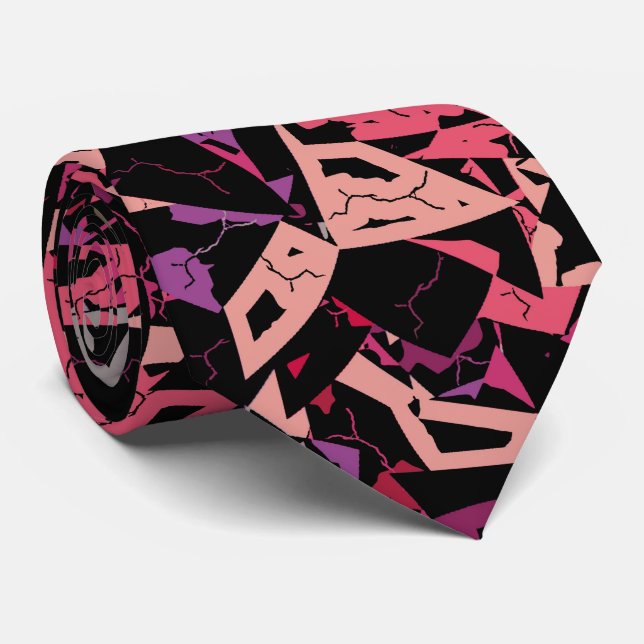 Purple Pink Triangle Pattern Neck Tie (Rolled)