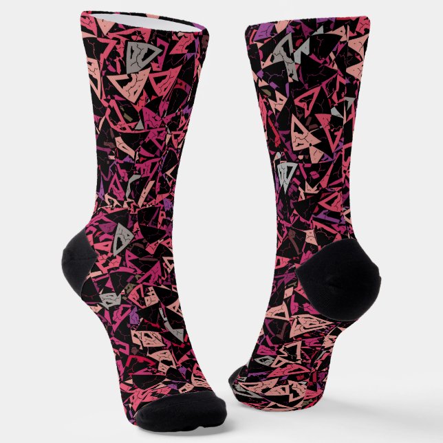Purple Pink Triangle Pattern Socks (Angled)