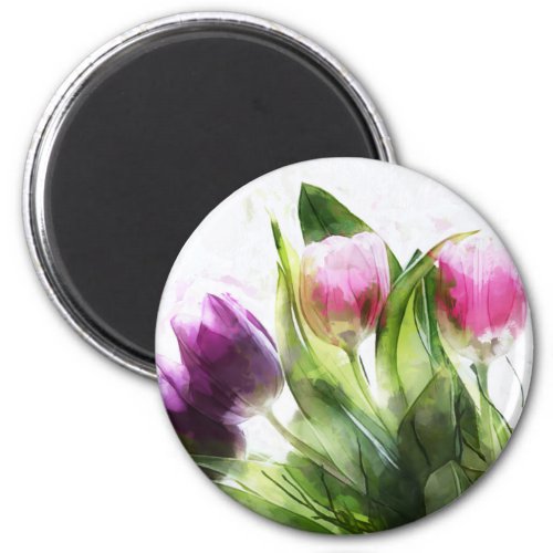 Purple  Pink Tulips Magnet