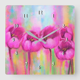 Purple Pink Tulips Wall Clock