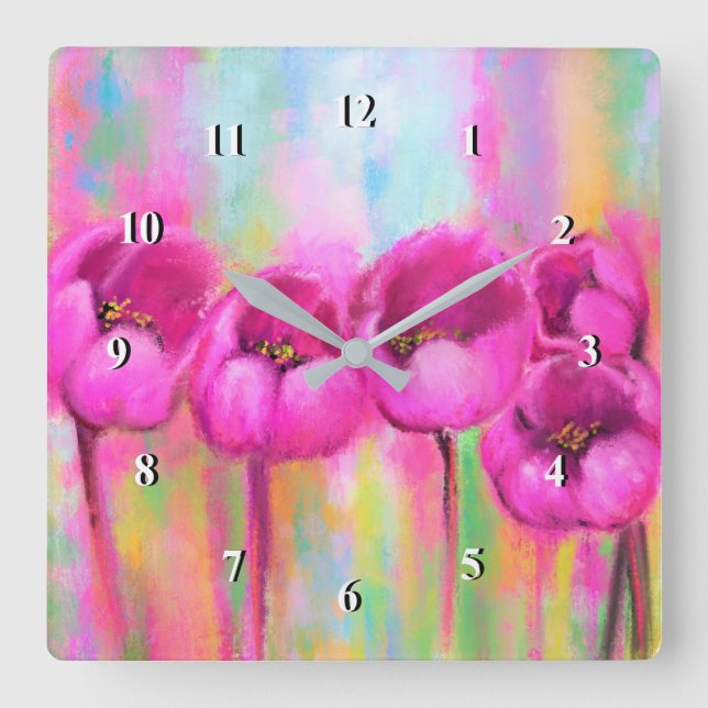Purple Pink Tulips Wall Clock (Front)