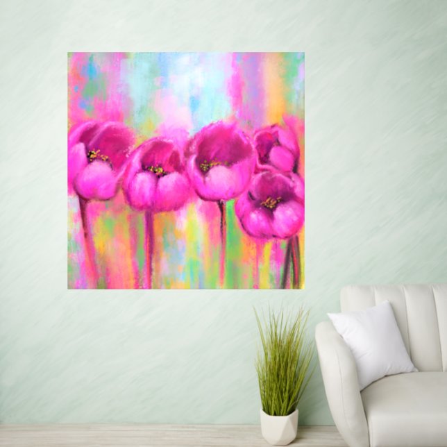 Purple Pink Tulips Wall Decal (Living Room)