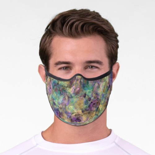 Purple Pink Turquoise Teal Blue Green Polygon Art Premium Face Mask