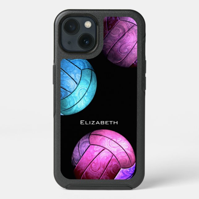 purple pink turquoise women's volleyball otterbox iPhone case (Back)