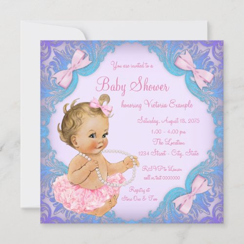 Purple Pink Tutu Girl Baby Shower Invitation