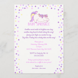 Purple Pink Unicorn Baby Sprinkle invitation