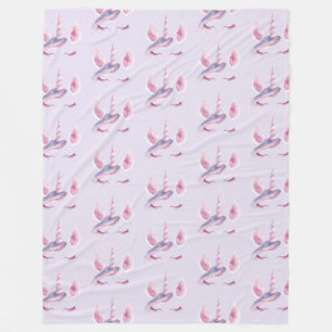 Purple Pink Unicorn Birthday Fleece Blanket