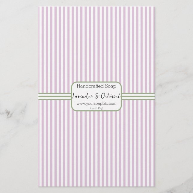 Purple-Pink Vertical Stripe Soap Wrap Paper Sheet (Front)