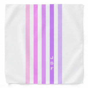 Purple & Pink Vertical Stripes Monogram Bandana