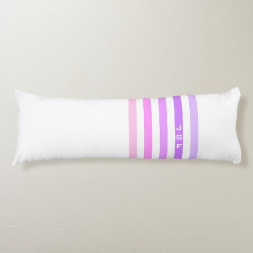 Purple  Pink Vertical Stripes Monogram Body Pillow
