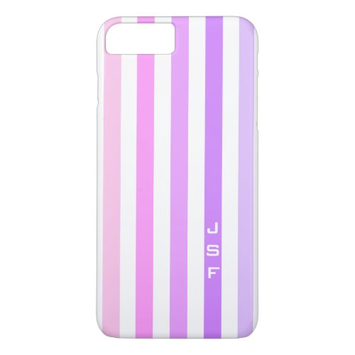 Purple  Pink Vertical Stripes Monogram iPhone 8 Plus7 Plus Case