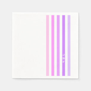 Purple & Pink Vertical Stripes Monogram Napkins