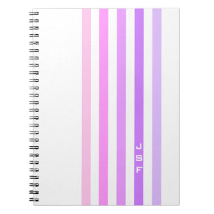 Purple & Pink Vertical Stripes Monogram Notebook