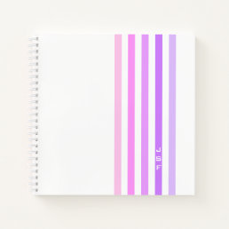 Purple &amp; Pink Vertical Stripes Monogram Notebook