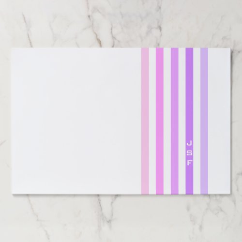 Purple  Pink Vertical Stripes Monogram Paper Pad