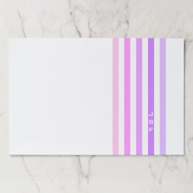 Purple & Pink Vertical Stripes Monogram Paper Pad (Front)