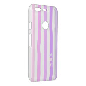 Purple & Pink Vertical Stripes Monogram Uncommon Google Pixel Case (Back/Right)