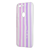 Purple & Pink Vertical Stripes Monogram Uncommon Google Pixel Case (Back/Left)