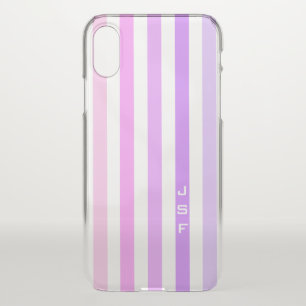 Purple & Pink Vertical Stripes Monogram iPhone X Case