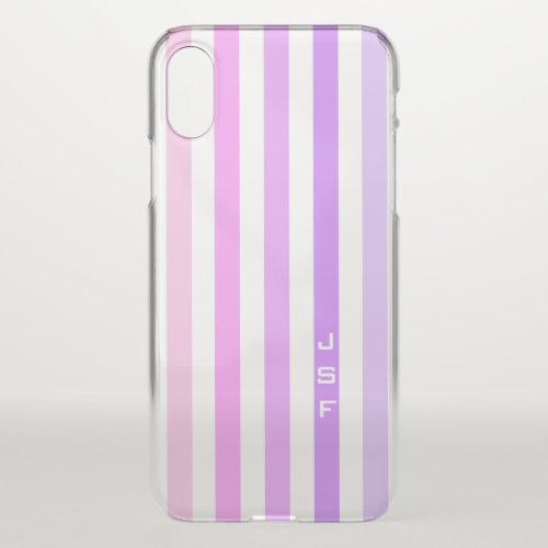Purple  Pink Vertical Stripes Monogram iPhone X Case