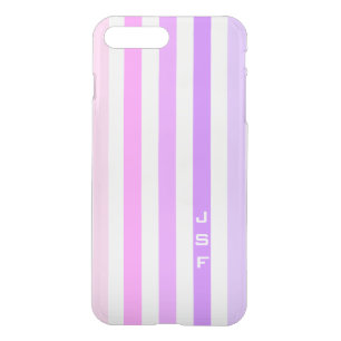 Purple & Pink Vertical Stripes Monogram iPhone 8 Plus/7 Plus Case