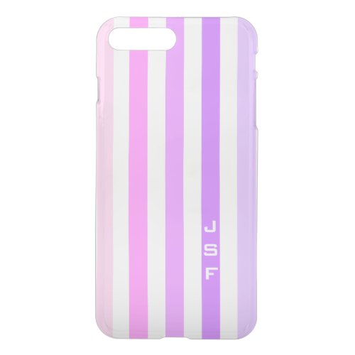 Purple  Pink Vertical Stripes Monogram iPhone 8 Plus7 Plus Case