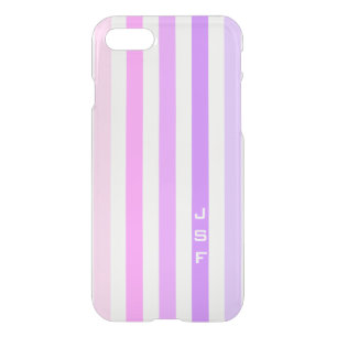 Purple & Pink Vertical Stripes Monogram iPhone SE/8/7 Case