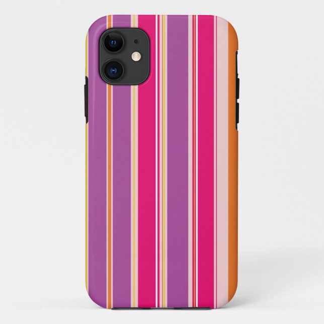 Purple Pink Vertical Stripes Pattern Case-Mate iPhone Case (Back)