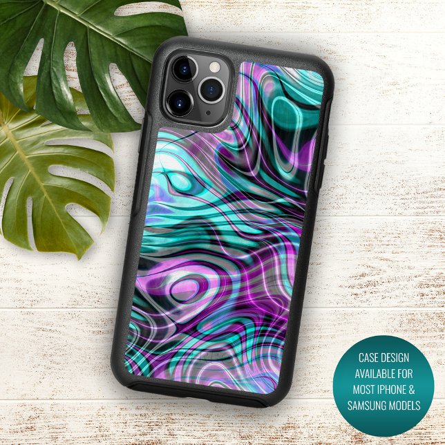 Purple Pink Violet Aqua Turquoise Blue Marble Art Otterbox iPhone Case (Creator Uploaded)