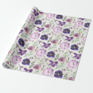Purple Pink Violet Orchid Peony Garden Wrapping Pa Wrapping Paper