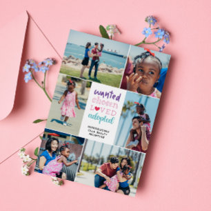 Purple Pink Wanted Chosen Loved Adopted Photos Announcement