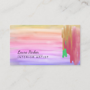 Purple Pink Watercolor Abstract Painted Artist Business Card