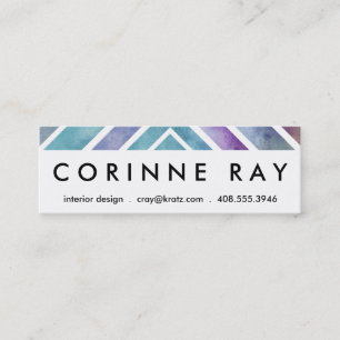 Purple Pink Watercolor Chevron Geometric Print Mini Business Card
