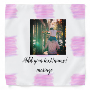Purple pink watercolor father son dad add image te bandana