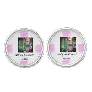Purple pink watercolor father son dad add image te cufflinks
