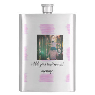 Purple pink watercolor father son dad add image te flask