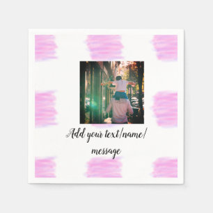 Purple pink watercolor father son dad add image te napkins